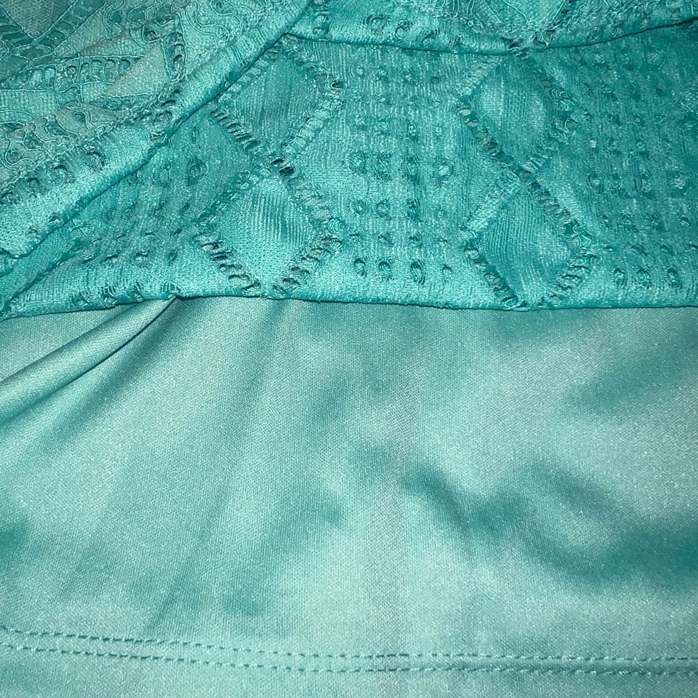 Lily Rose Spaghetti Strap Crochet Lace Mini Dress, Size Small, NWT, Aqua Blue - Picture 10 of 16